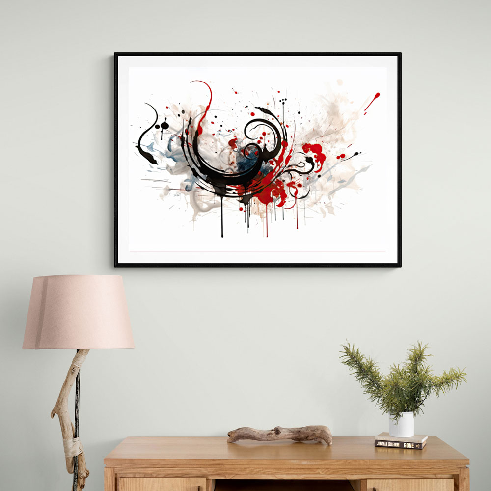 Red and Black Calligraphy Wall Art
