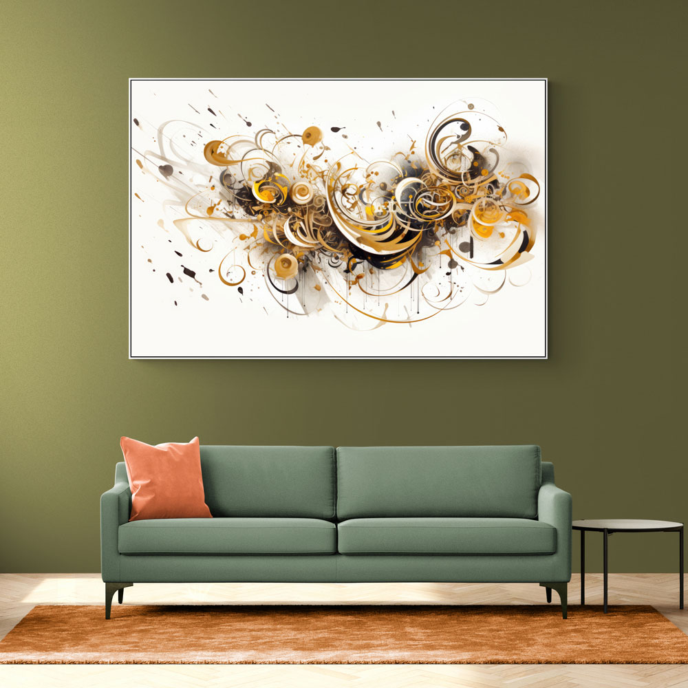 Gold Abstract Calligraphy Wall Art