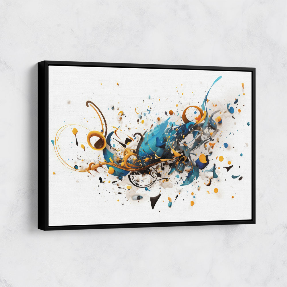 Abstract Blues Calligraphy Wall Art