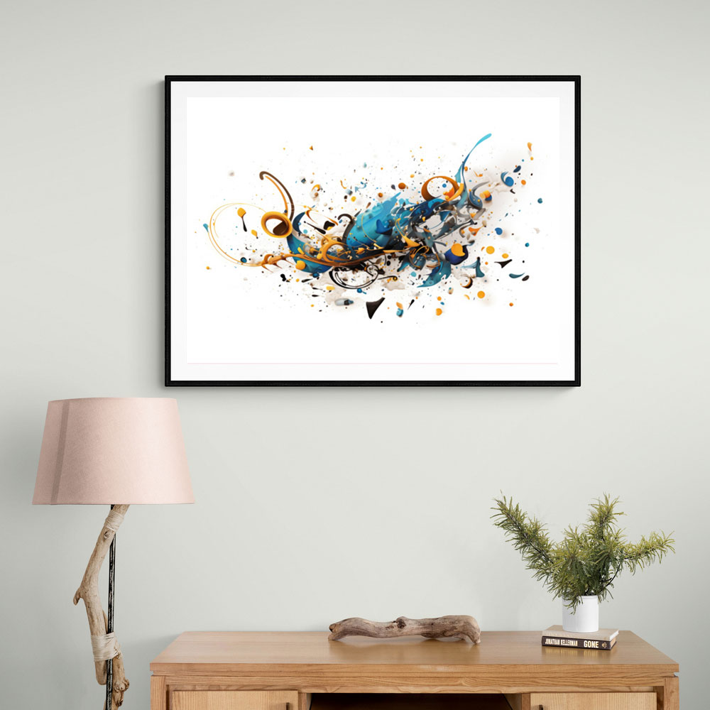 Abstract Blues Calligraphy Wall Art