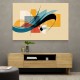 Modern Arabic Calligraphy Abstract – Teal, Gold & Red Geometric Flow 2 Wall Art