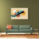Modern Arabic Calligraphy Abstract – Teal, Gold & Red Geometric Flow 2 Wall Art