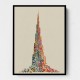 Burj Khalifa in Arabic calligraphy art