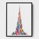 Burj Khalifa in Arabic Calligraphy Art white 