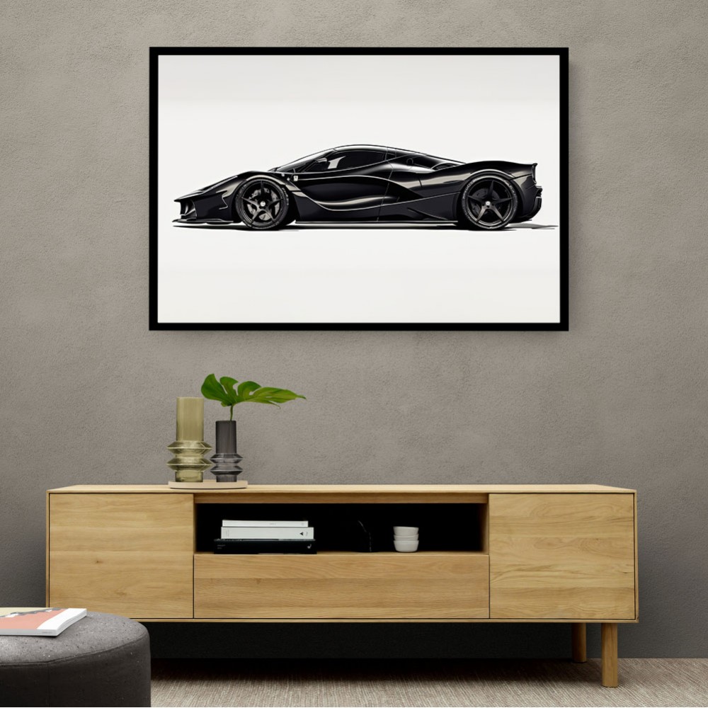 La Ferrari Black Sketch Wall Art