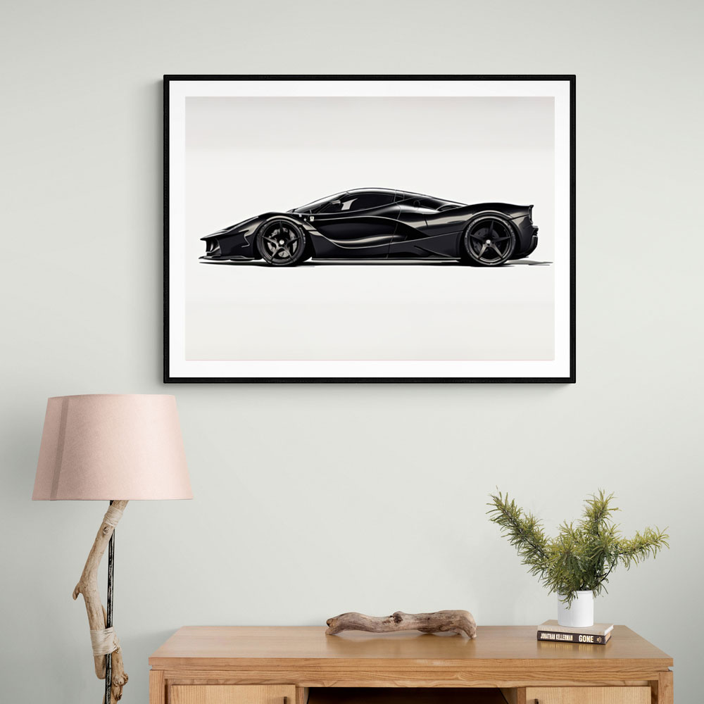La Ferrari Black Sketch Wall Art