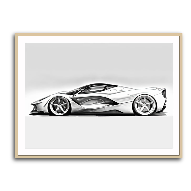 La Ferrari White Sketch Wall Art