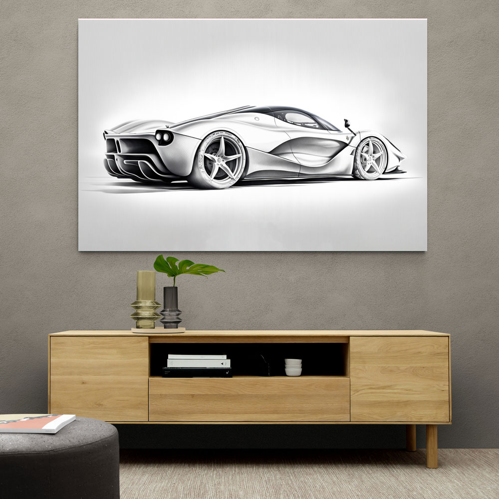 La Ferrari Silver Sketch Wall Art