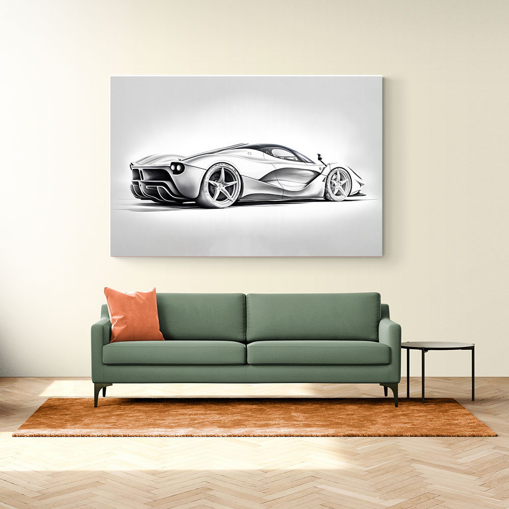 La Ferrari Silver Sketch Wall Art