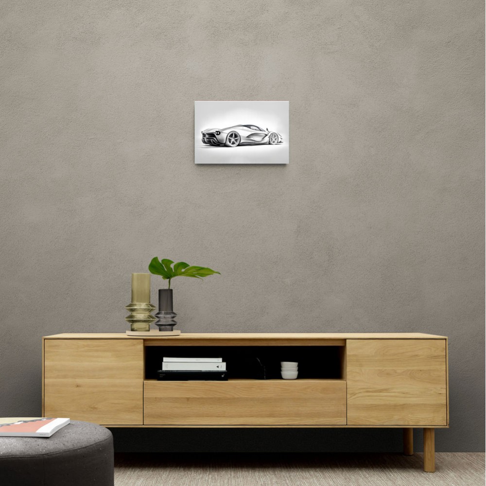La Ferrari Silver Sketch Wall Art