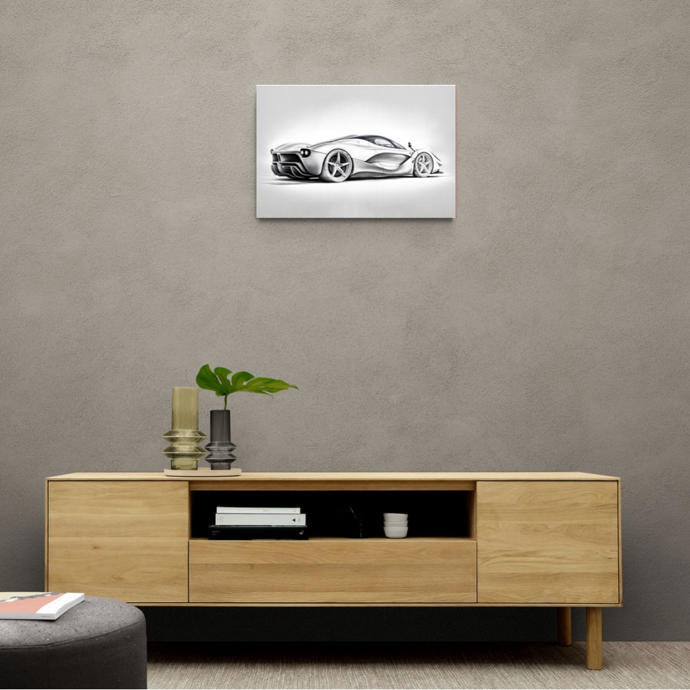 La Ferrari Silver Sketch Wall Art