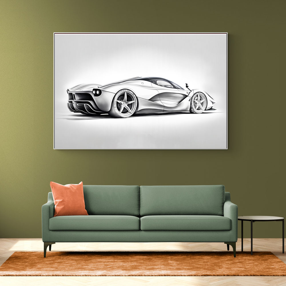 La Ferrari Silver Sketch Wall Art