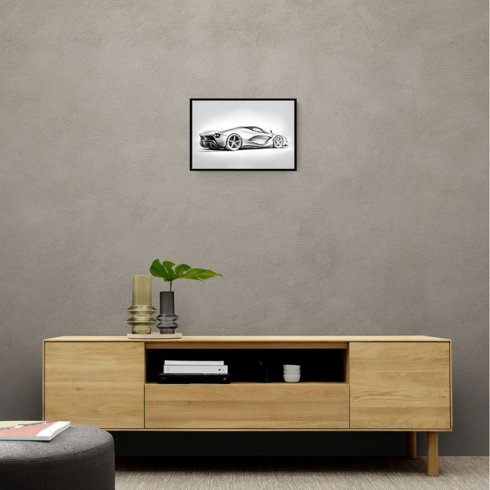 La Ferrari Silver Sketch Wall Art