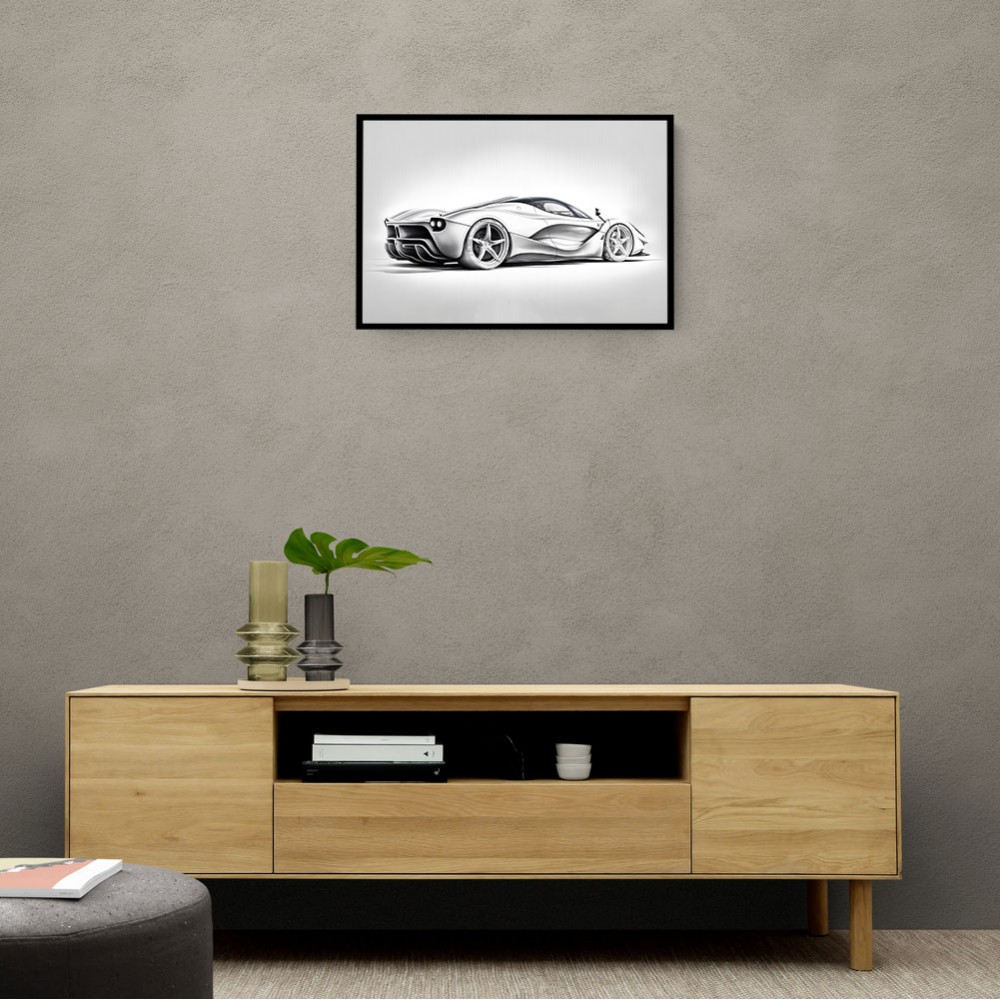 La Ferrari Silver Sketch Wall Art