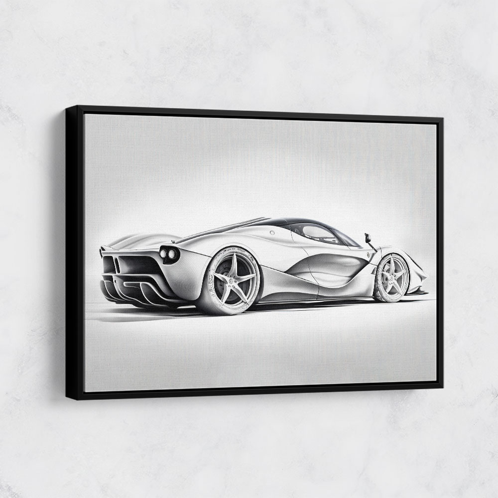 La Ferrari Silver Sketch Wall Art