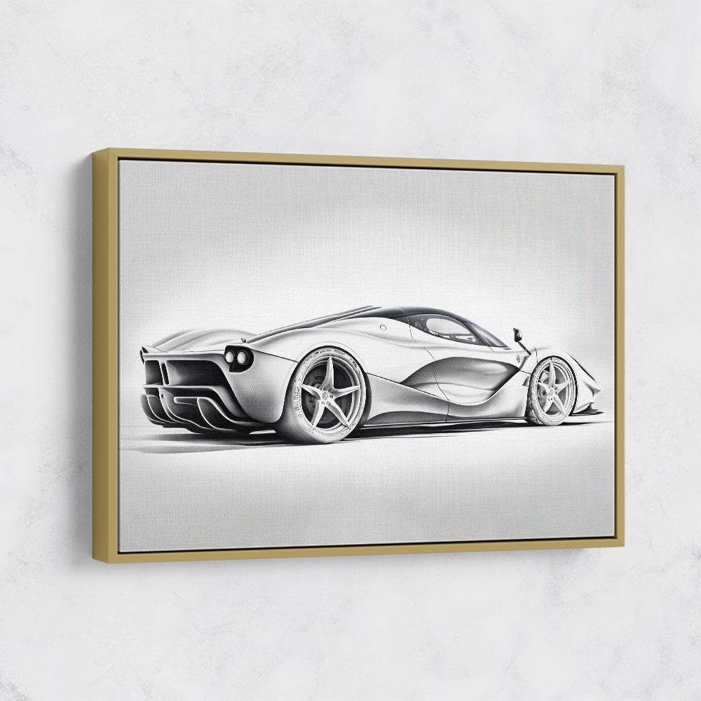La Ferrari Silver Sketch Wall Art