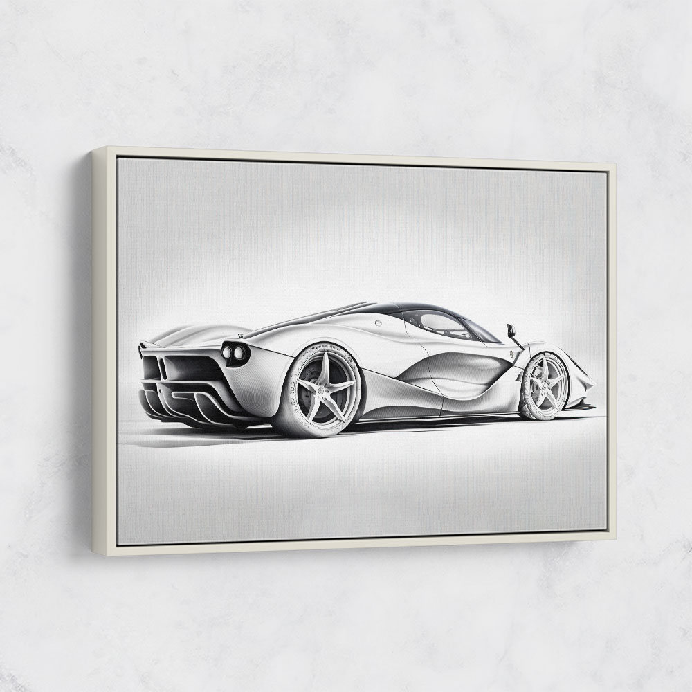 La Ferrari Silver Sketch Wall Art