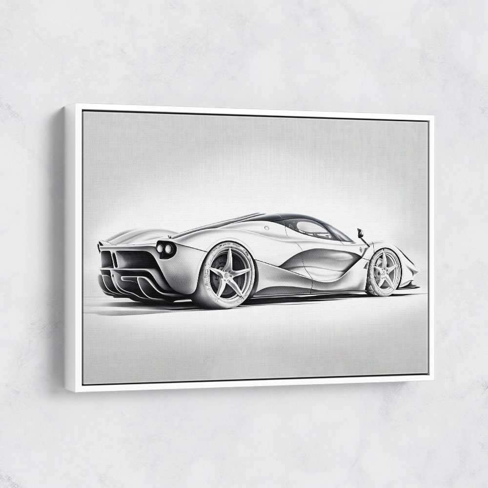 La Ferrari Silver Sketch Wall Art