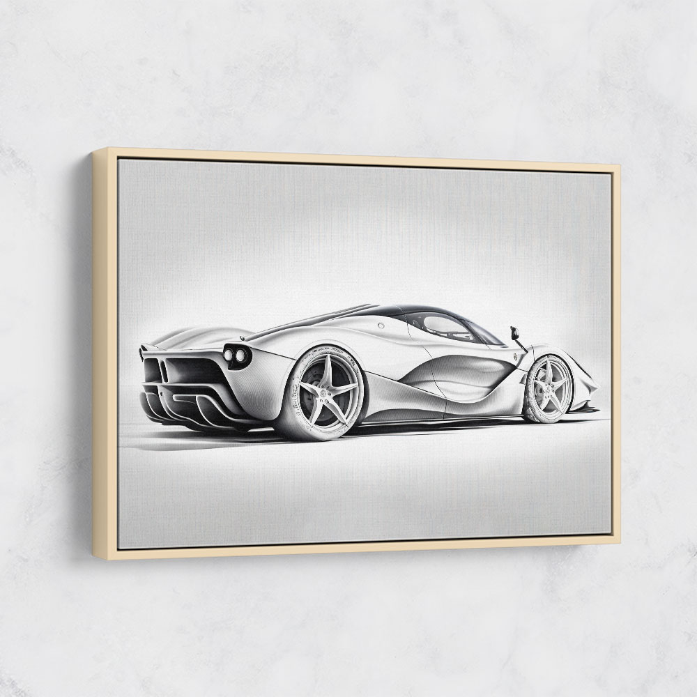 La Ferrari Silver Sketch Wall Art
