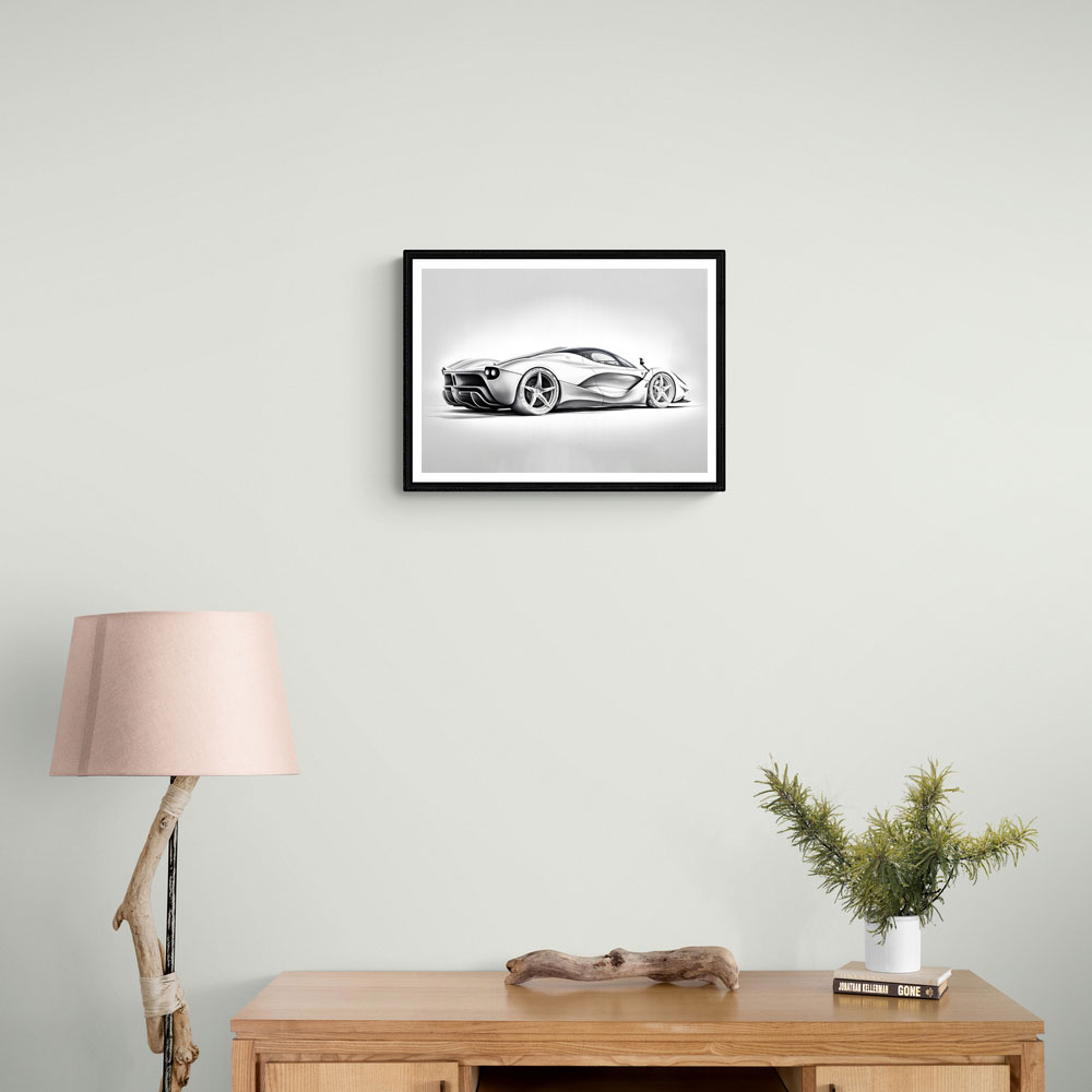 La Ferrari Silver Sketch Wall Art
