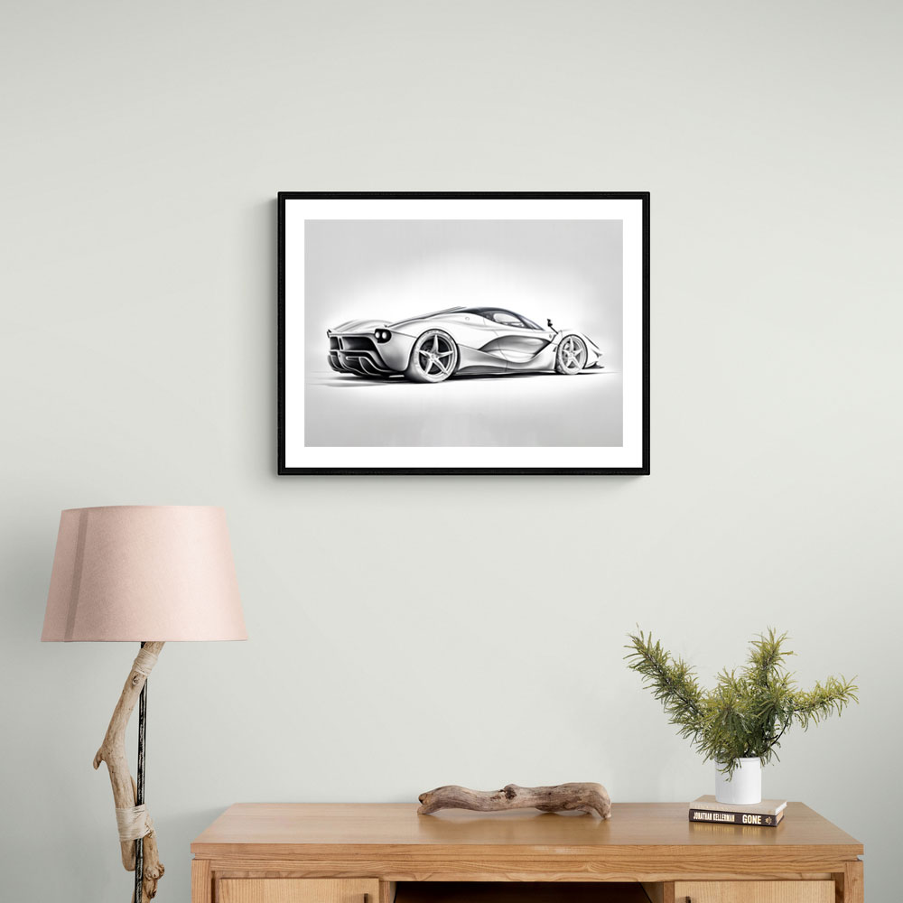 La Ferrari Silver Sketch Wall Art