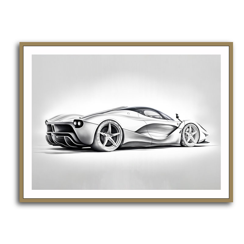 La Ferrari Silver Sketch Wall Art
