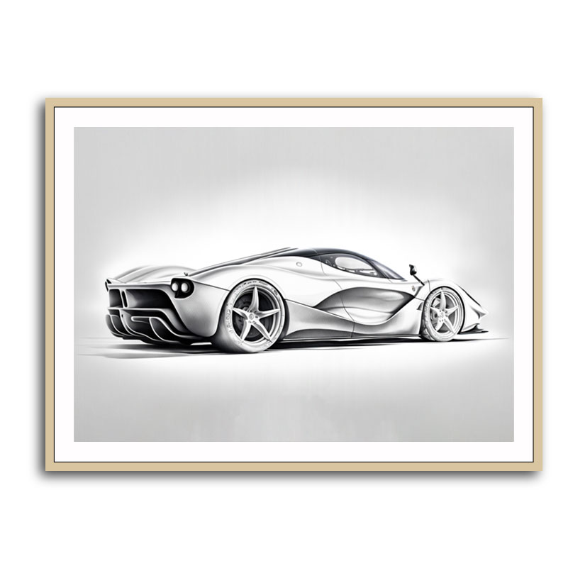La Ferrari Silver Sketch Wall Art