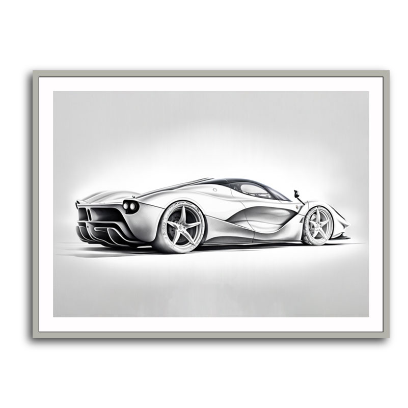 La Ferrari Silver Sketch Wall Art