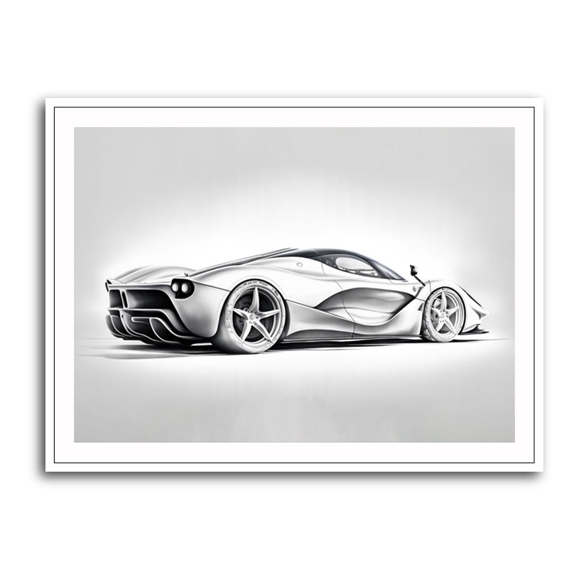 La Ferrari Silver Sketch Wall Art
