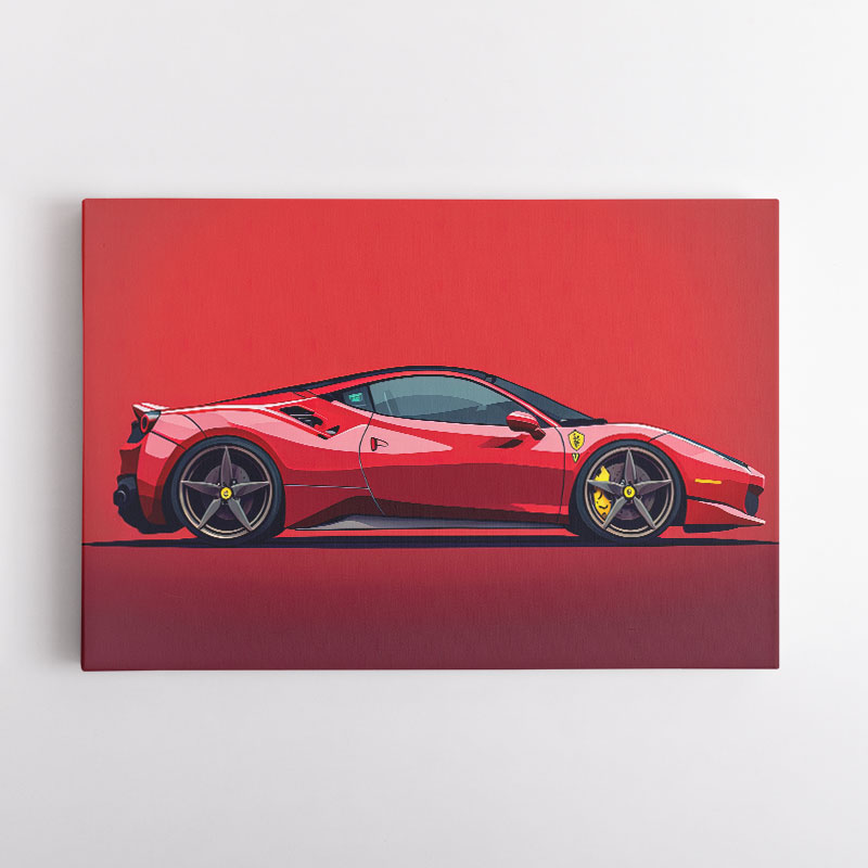 Ferrari 458 Sketch Red Wall Art