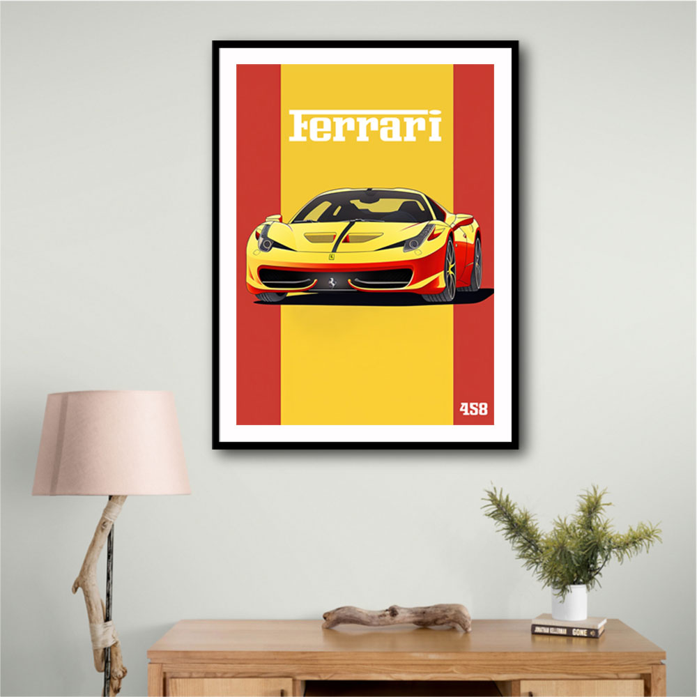 Ferrari 458 Yellow Poster