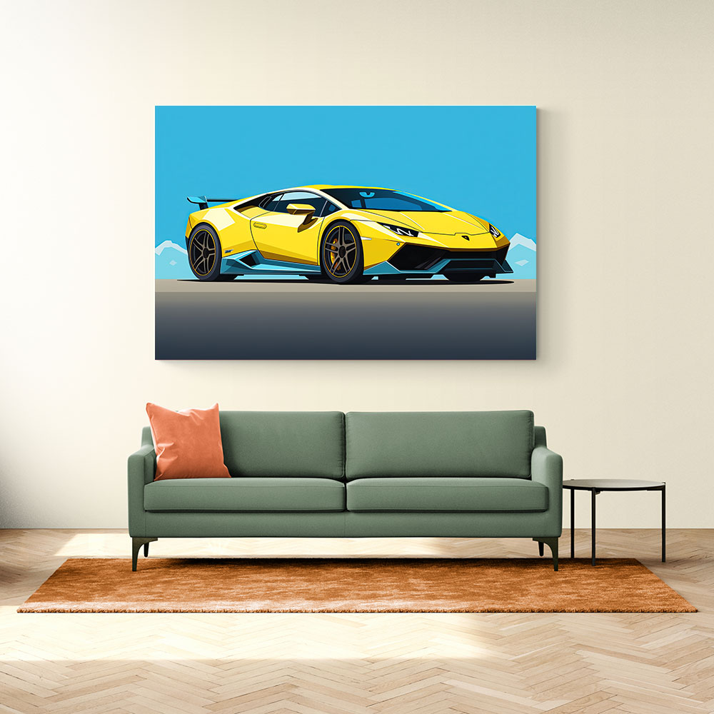Lamborghini Huracan Yellow & Blue Wall Art