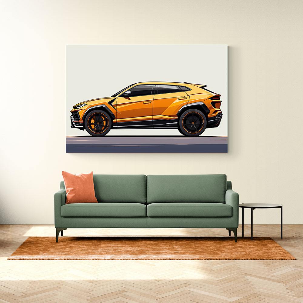 Lamborghini Urus Yellow Sketch Wall Art