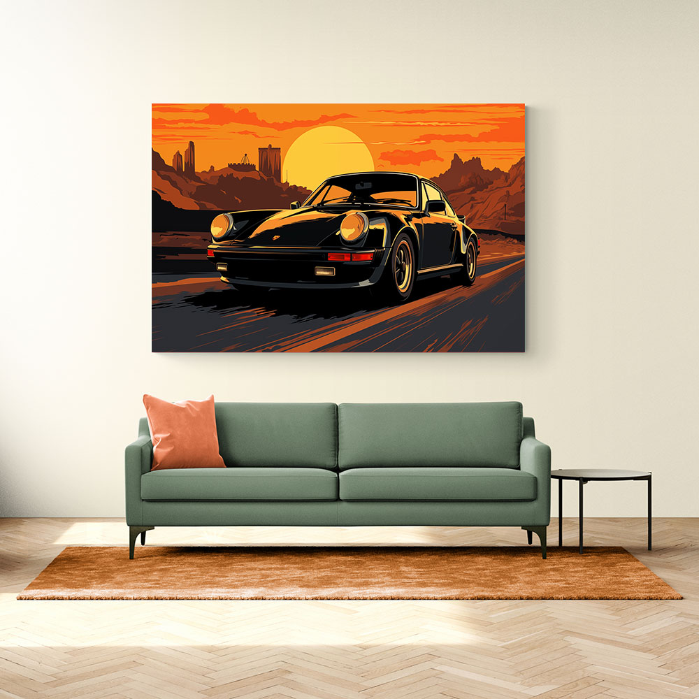 Porsche 911 Turbo Cartoon Style Wall Art