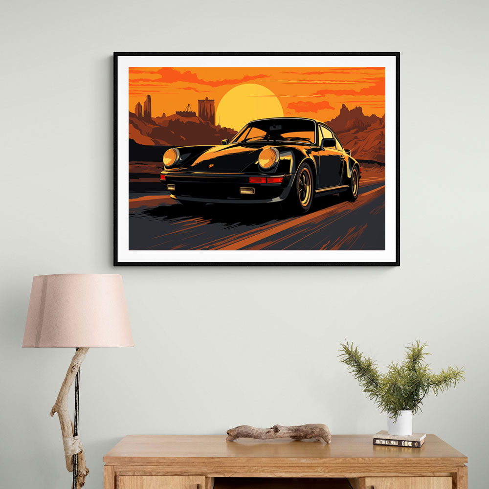 Porsche 911 Turbo Cartoon Style Wall Art