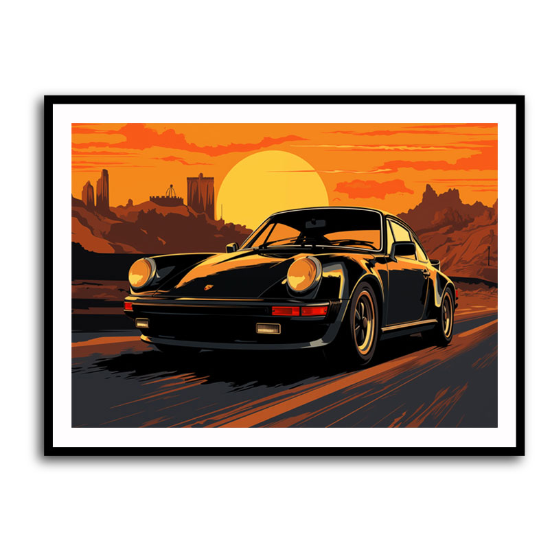 Porsche 911 Turbo Cartoon Style Wall Art