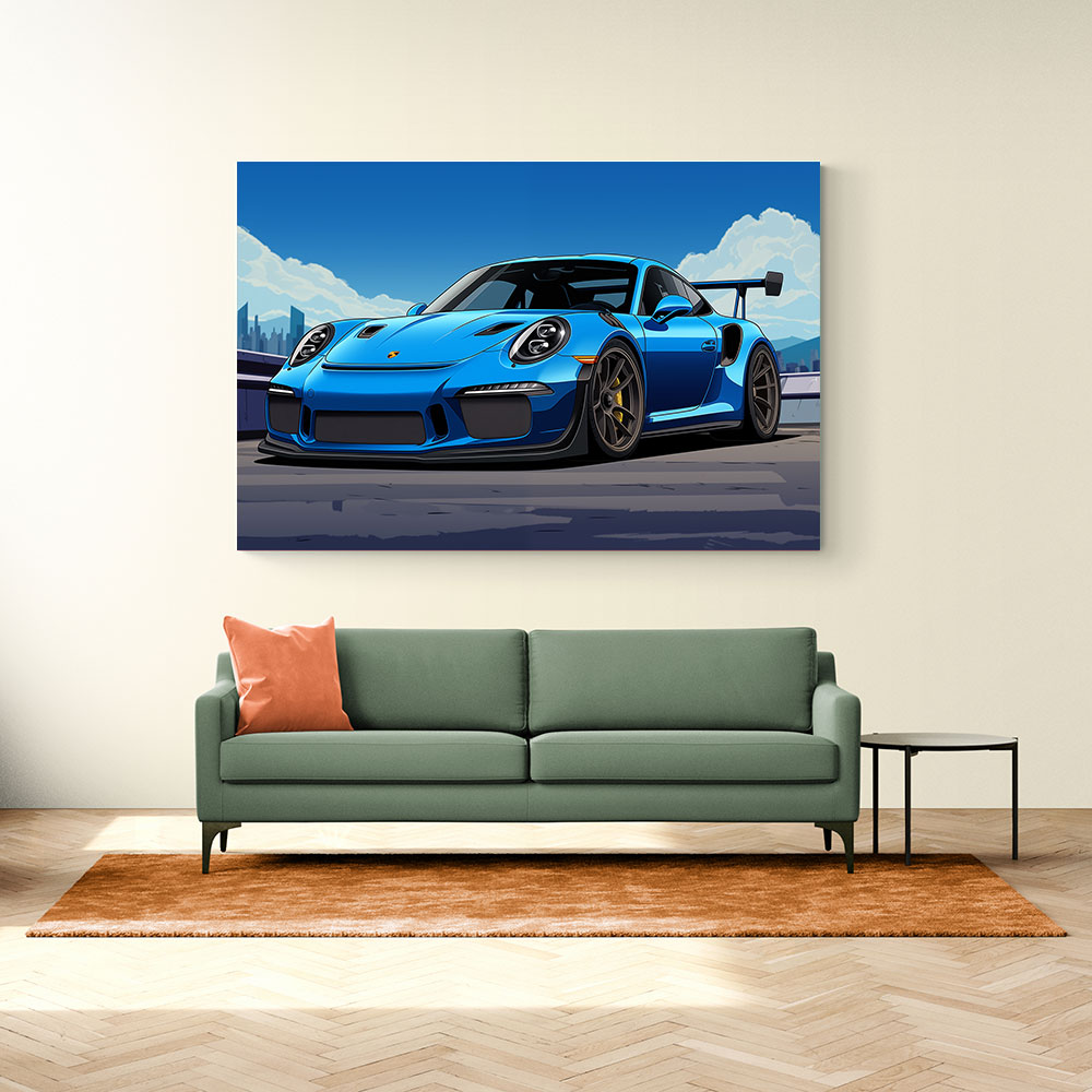 Porsche 911 GT3 RS Cartoon Style Wall Art