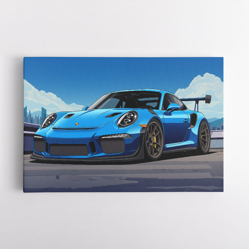 Porsche 911 GT3 RS Cartoon Style Wall Art