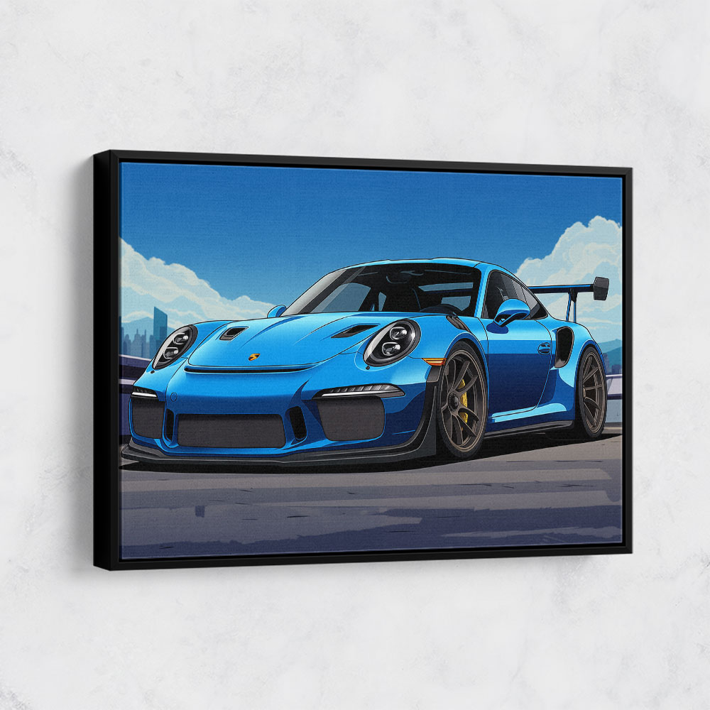 Porsche 911 GT3 RS Cartoon Style Wall Art