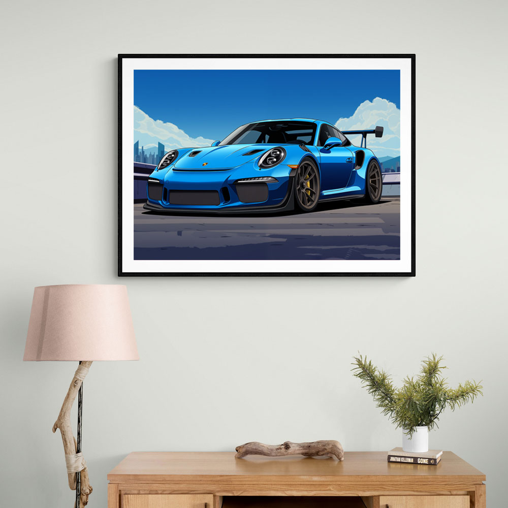 Porsche 911 GT3 RS Cartoon Style Wall Art