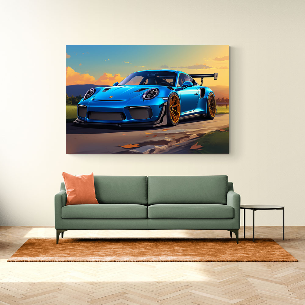Porsche 911 GT3 RS Cartoon Style 2 Wall Art