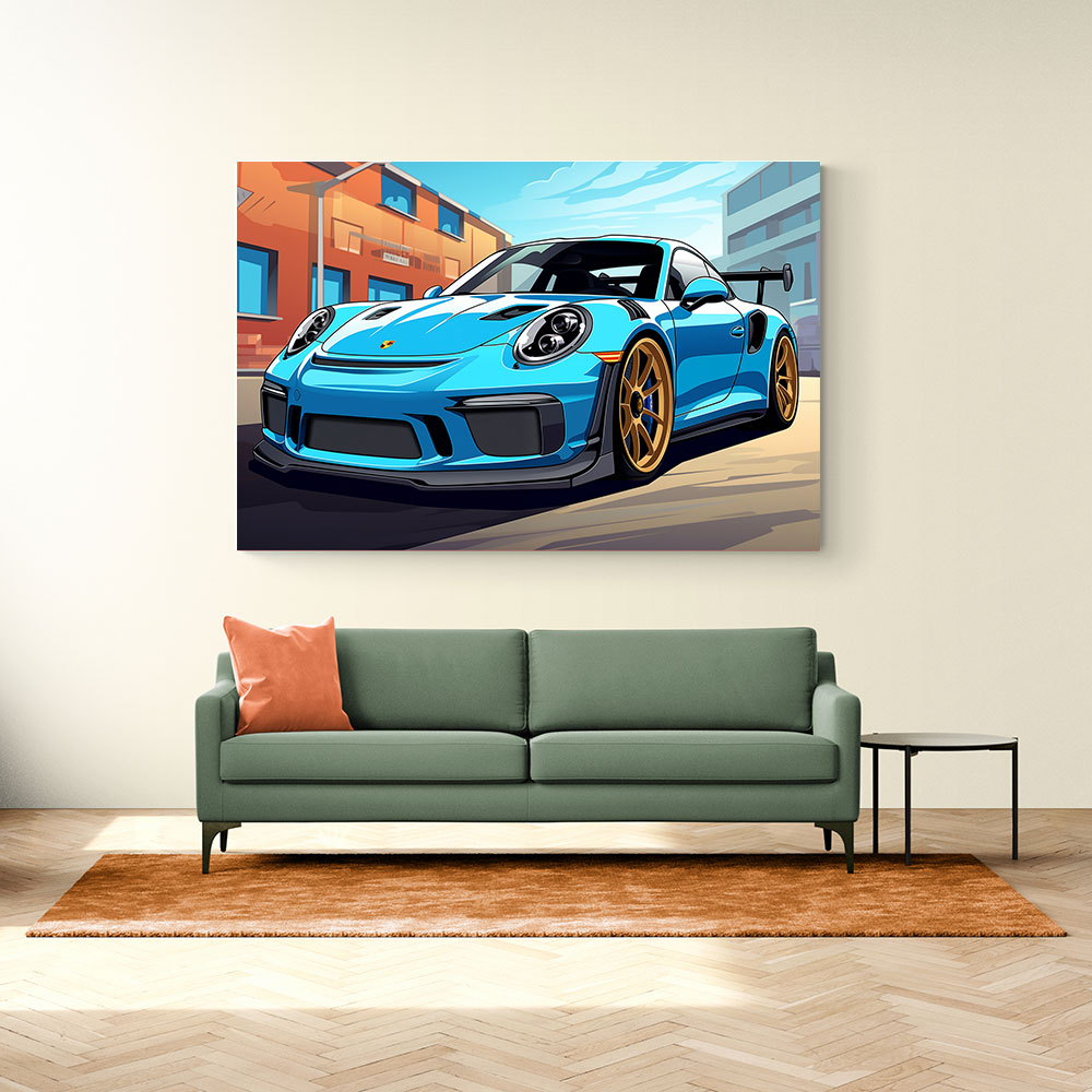 Porsche 911 GT3 RS Cartoon Style 3 Wall Art