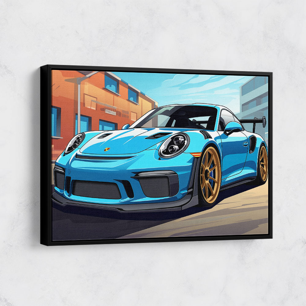 Porsche 911 GT3 RS Cartoon Style 3 Wall Art