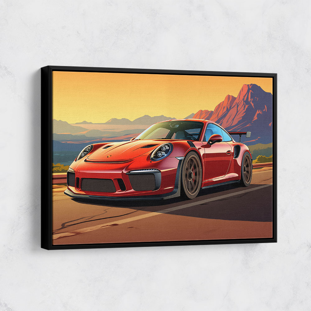 Red Porsche 911 GT3 RS Cartoon Style