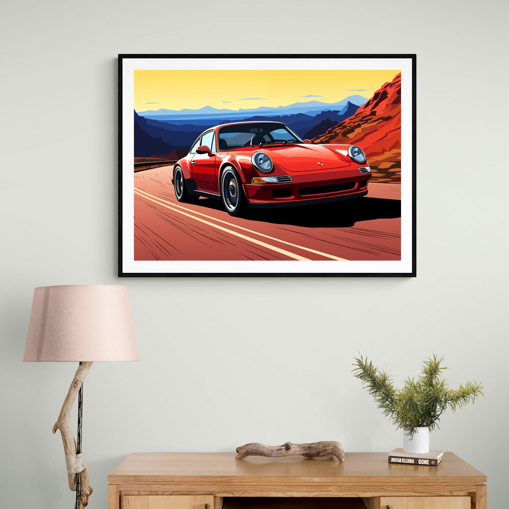 Red Porsche 911 Cartoon Style