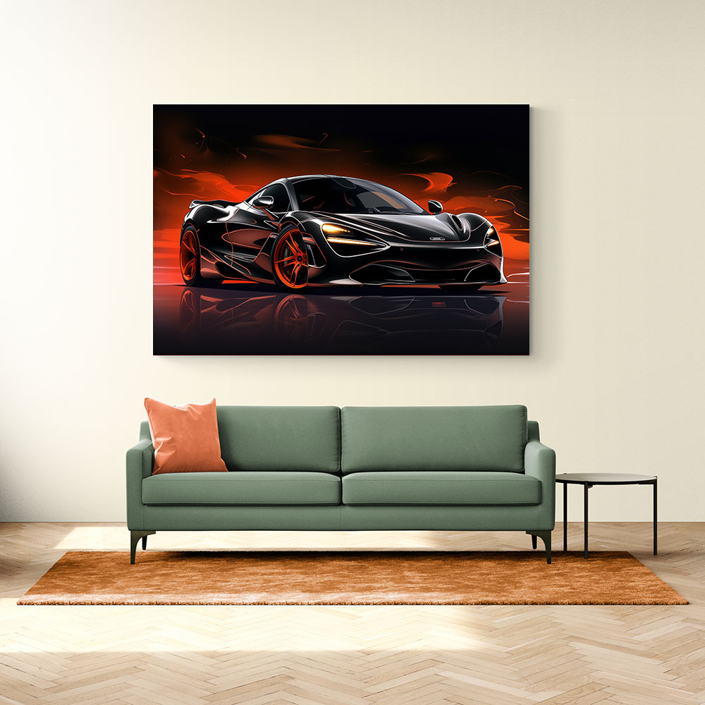 McLaren 720s Black Cartoon Style Wall Art