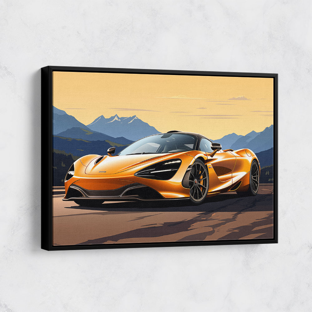 McLaren 720s Yellow Cartoon Style Wall Art