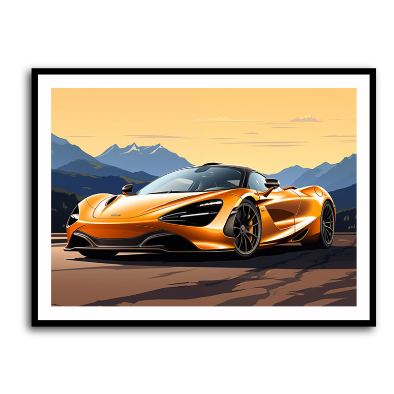 McLaren 720s Yellow Cartoon Style Wall Art