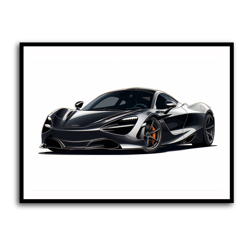 McLaren 720s Black Illustration Style Wall Art