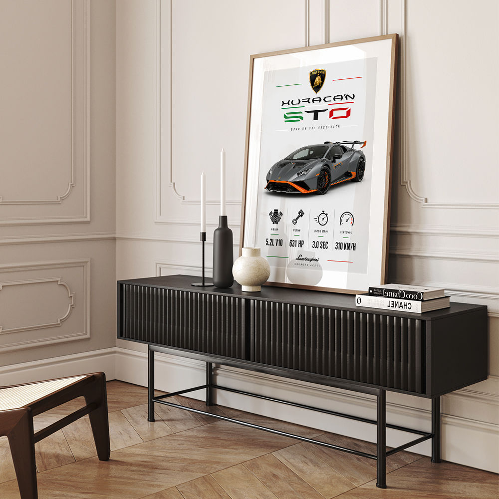 Lamborghini Huracan Gray Orange Wall Art